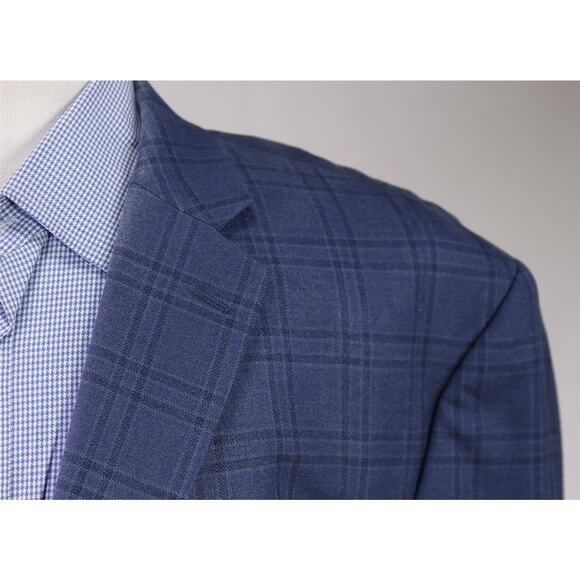 Ralph Lauren Men's Blue Windowpane Silk Wool 2-Btn Sportcoat Blazer 52R - Picture 4 of 9